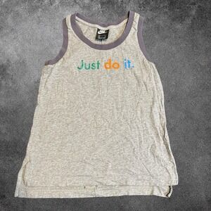 Nike Tank Top Gray Speckled "Just Do It" Graphic Sleeveless Shirt Size women's S